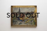 Hans Bendix Pedersen "Town scape with tram cars" Oil on Canvas（銀座店）