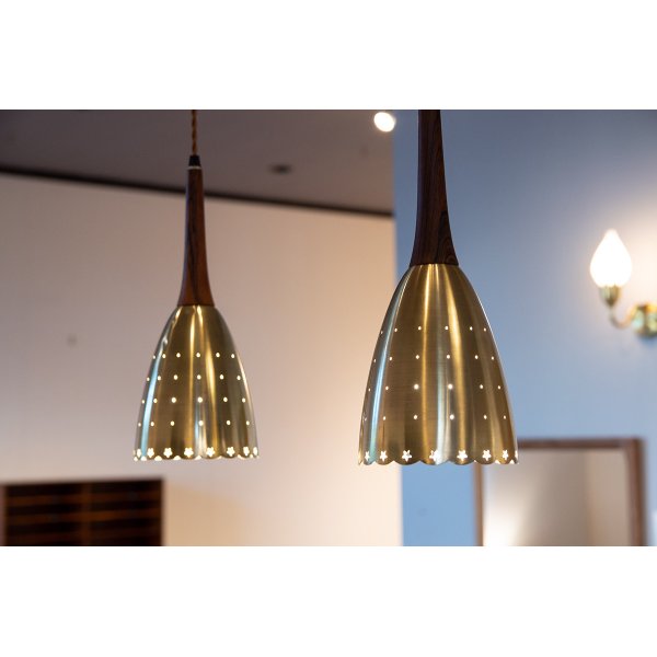 画像1: Brass and Rosewood Pendant Lamps（Pair）（銀座店）