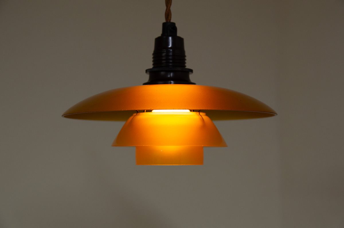 Louis Poulsen PH2/1 Pendant Lamp 1930's Amber Shade